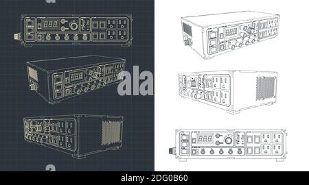Stylized vector illustration of laboratory power supply drawings Stock Vector