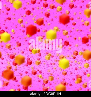 Abstract seamless flying colorful cube background. Pattern with random small colorful cubes Stock Photo