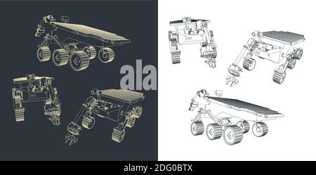 Stylized vector illustration of a mars rover drawings Stock Vector