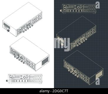 Stylized vector illustration of laboratory power supply drawings Stock Vector