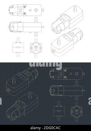 Stylized vector illustration of DC motor rotor drawings Stock Vector ...