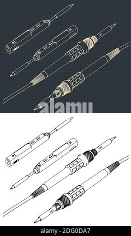 Stylized vector illustration of two types of soldering irons Stock Vector