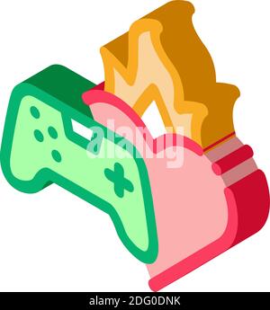 game burning heart isometric icon vector illustration Stock Vector