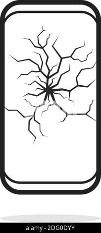linear broken cracked black phone Stock Vector