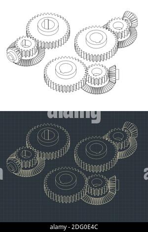 Stylized vector illustrations of different types of Gears Stock Vector