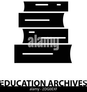 education archives icon, black vector sign with editable strokes, concept illustration Stock Vector