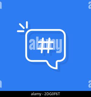 hashtag logo in linear white bubble Stock Vector