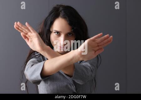 Business woman folding her arms in front of her Stock Photo