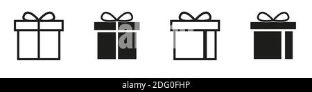 Present gift box icon. . Christmas gift icon illustration vector symbol. Surprise present linear design Stock Vector