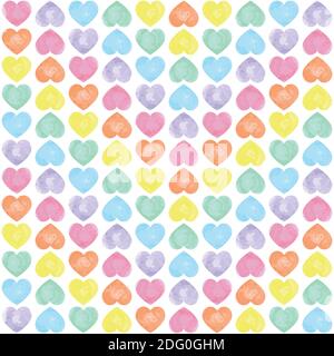 Seamless vector pattern with small multicolored hearts. the colors of the rainbow, zigzagSeamless hearts pattern. Hand drawn Stock Vector