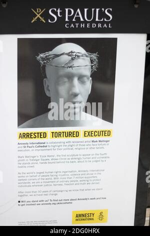 London, UK – May 01, 2017: Human rights campaign: arrested, tortured, executed. Stock Photo