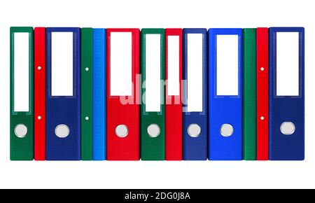 Colorful various file folders isolated on white Stock Photo