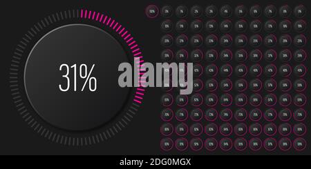 Set of circle percentage diagrams meters from 0 to 100 ready-to-use for web design, user interface UI or infographic with 3D concept - indicator with Stock Vector