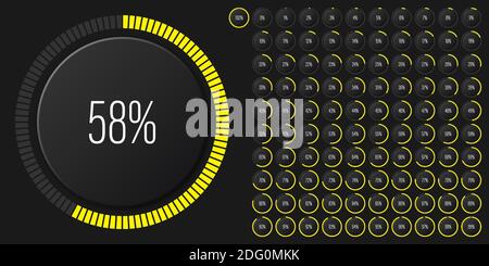 Set of circle percentage diagrams meters from 0 to 100 ready-to-use for web design, user interface UI or infographic with 3D concept - indicator with Stock Vector