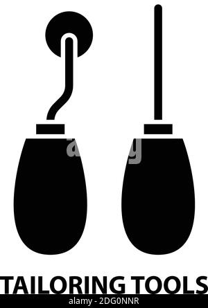 Vintage tools and craft objects black color set solid style vector ...