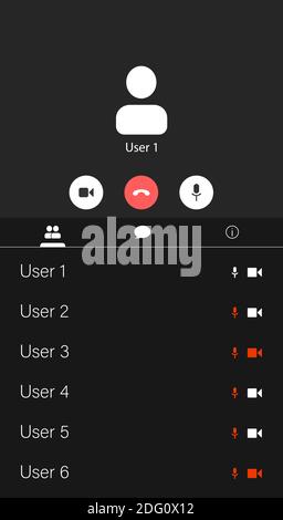 UI/UX Video conference, video meet calls window overlay. Mobile Version. Stock Vector