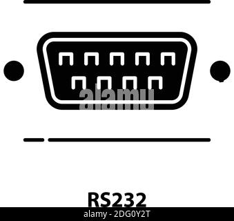 rs232 icon, black vector sign with editable strokes, concept illustration Stock Vector