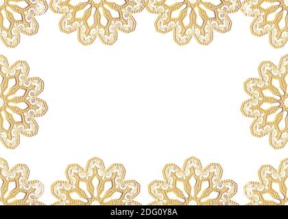 Vector frame pattern of golden mandalas on a white background. Stock Vector