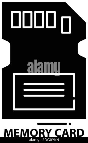 memory card icon, black vector sign with editable strokes, concept illustration Stock Vector