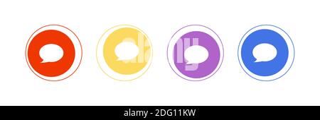 Chat message icons. Different colours symbol and button of chat message. Lower third template for social media, UI/UX, banner, application. Stock Vector