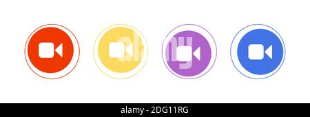 Video icons. Different colours symbol and button of video. Lower third template for UI/UX, banner, application. Stock Vector