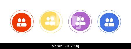 People icons. Different colours symbol and button of add users. Lower third template for UI/UX, banner, application. Stock Vector