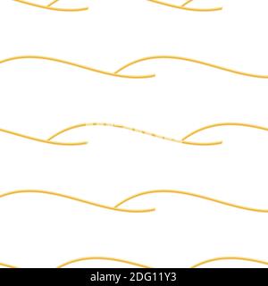 Boiled Floury Product Spaghetti Seamless Pattern Isolated on White Background Stock Vector