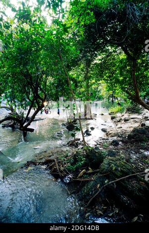 Amazing nature landscape, waterfall. Waterfall in tropical forest, Wang Kan Lueang Waterfall LopBuri Thailand Stock Photo