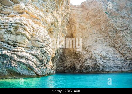 Landscape with rocks formations and clear water near Paradise beach of Corfu island, Greece Stock Photo