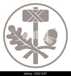 Thors hammer - Mjolnir and oak leaf ornament Stock Vector