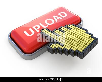 Upload web button. Computer icon isolated on white Stock Photo