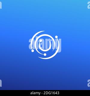 Whirlpool logo concept. Hurricane isolated icon on blue background. Retina scan for business and developing startup. Eye surgery flat style vector Stock Vector
