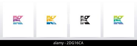 Tropical Island On Letter Logo Design K Stock Vector