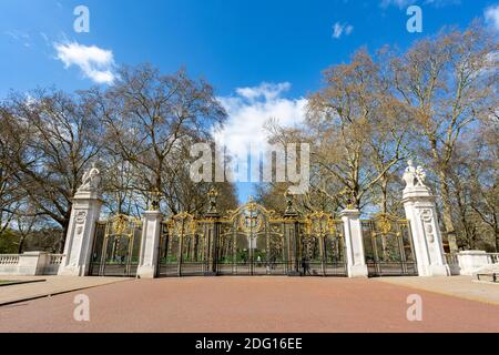 LONDON, UK - MARCH 25, 2019: View of Canada Gate with golden decoration near Buckingham Palace. Was installed in early years of 20th century as part o Stock Photo