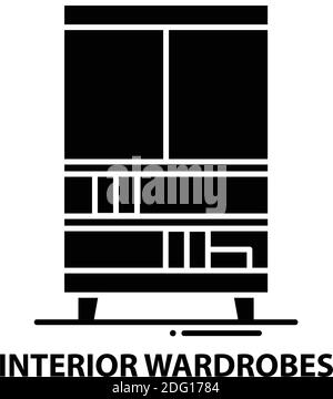 interior wardrobes icon, black vector sign with editable strokes, concept illustration Stock Vector