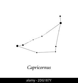 Capricornus sign. Stars map of zodiac constellation. Vector illustration Stock Vector