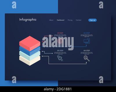 Modern infographic vector elements for business brochures. Use in website, corporate brochure, advertising and marketing. Pie charts, line graphs, bar Stock Vector