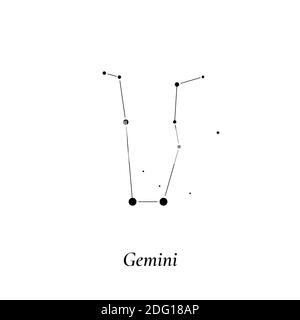 Gemini sign. Stars map of zodiac constellation. Vector illustration Stock Vector