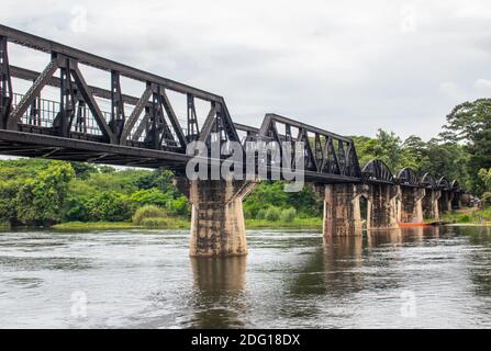 Kwai River Bridge in Kanchanaburi Thailand Asia Stock Photo