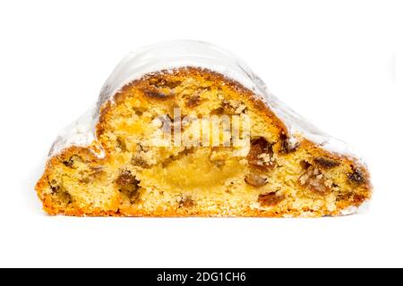 Stollen is a traditional German bread eaten during the Christmas season. Stock Photo