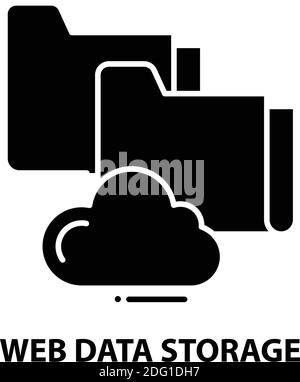 web data storage icon, black vector sign with editable strokes, concept illustration Stock Vector