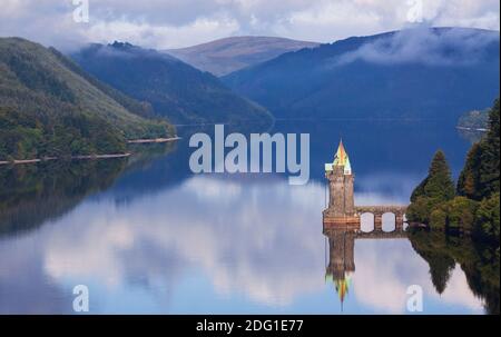 Views across Lake Vyrnwy, a reservoir in Powys, Wales Stock Photo