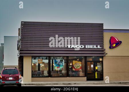 Houston, Texas USA 11-20-2020: Taco Bell store exterior in Houston, TX. Mexican food chain founded in California 1962. Stock Photo