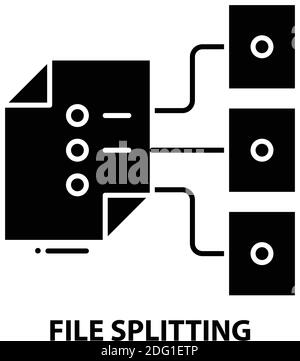 file splitting icon, black vector sign with editable strokes, concept illustration Stock Vector
