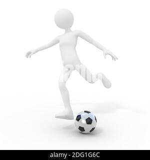 Football player kicking the ball Stock Photo