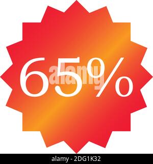 Sale tag vector badge template, 65 off label symbol, promotion flat icon, clearance sale sticker emblem, bargain sale red gradient sign modern design Stock Vector