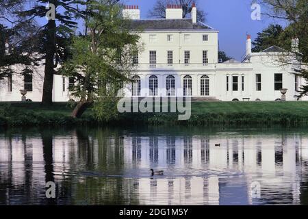 Frogmore House viewed across the lake, Windsor. Berkshire. England. UK Stock Photo