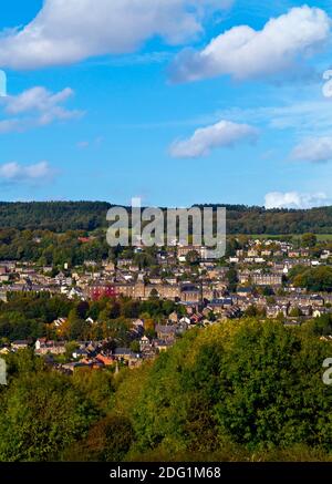 View over Matlock in the Derbyshire Peak District England UK the county town of Derbyshire and a spa town popular with tourists. Stock Photo