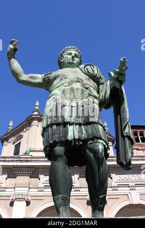 Statue of emperor Constantine in front St. Lawrenc Stock Photo