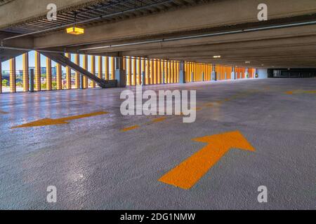 Interior of new parking garage, Baltimore USA Stock Photo